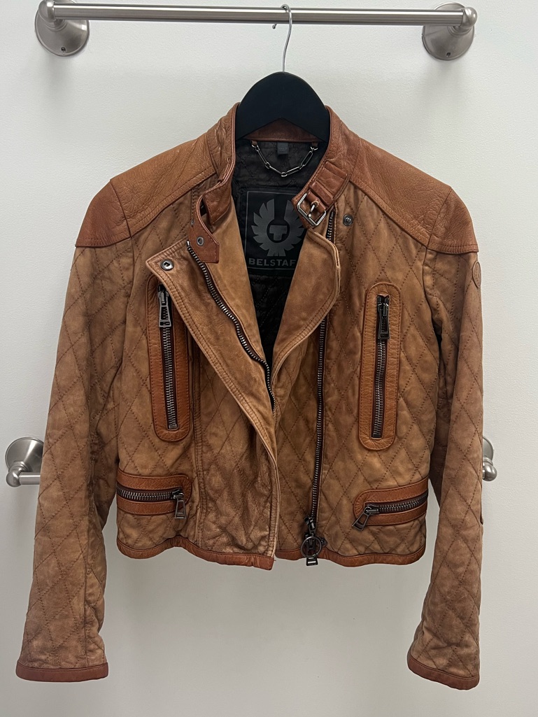 Belstaff Leather Jacket Size Xs/S Cognac/Truffle Quilted